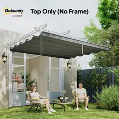 Outsunny Retractable Pergola Cover, 2.55 x 2.5 m Replacement Canopy Fabric for 3 x 3 m Frame, Roof Top Only, Light Grey - 7