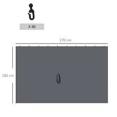 Outsunny Replacement Gazebo Curtains 4-Panel Sidewalls with Zipper for 3 x 3 (M) Yard Gazebos Canopy Tent, Dark Grey - 3