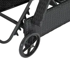 Outsunny Rattan Sun Lounger, Garden Lounger Recliner with Wheels and Adjustable Backrest, Outdoor Reclining Sunbed Garden Chair with Cushion and Headrest for Patio, Beach, Terrace, Black - 8