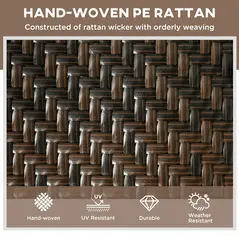 Outsunny Rattan Sun Lounger, with Five-Position Back - Brown/Black - 4