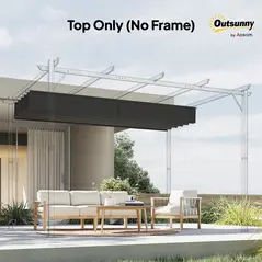 Outsunny Retractable Pergola Cover, 3.5 x 2.6 m Replacement Canopy Fabric for 4 x 3 m Frame, Roof Top Only, Dark Grey - 9