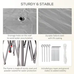 Outsunny Pop Up Canopy Tent with Double Roof, Zipped Mesh Sidewalls, Carrying Bag, Height Adjustable for Patio Garden, Dark Grey - 7