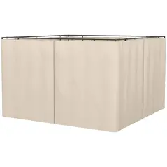 Outsunny Replacement Gazebo Curtains, 4-Panel Gazebo Side Panels Only, for 3 x 3 (M) Gazebos or Pergolas, Hooks/C-Rings Included, Beige - 1