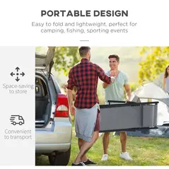 Outsunny Set of 2 Folding Garden Beach Aluminium Frame Deck Chairs Deckchairs Seaside Folding Garden Patio Lounger, Grey - 4