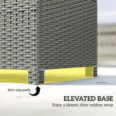 Outsunny Rattan Garden Coffee Table with Glass Top, Light Grey - 6