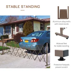 Outsunny Set of 2 Expanding Garden Fencc, Aluminium Freestanding Foldable Picket Fence, 300cmx103.5 cm, Dark Brown - 6