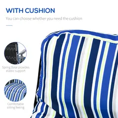 Outsunny Reclining Garden Chair Set of 2, 5-Level Adjustable Zero Gravity Chairs with Cushions, Folding Sun Lounger Garden Recliner Chairs with Armrests for Outdoor, Patio, Blue Stripe - 4