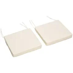 Outsunny Set of 2 Garden Chair Cushions with Ties, 45 x 45 cm Replacement Cushions for Outdoor Furniture, Cream White - 1