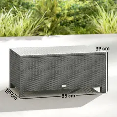 Outsunny Rattan Garden Coffee Table with Glass Top, Light Grey - 3