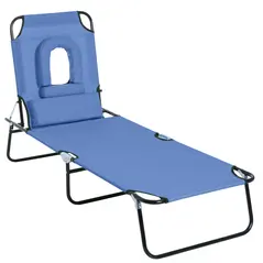 Outsunny Reading Hole Sun Lounger - Blue - 1