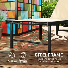 Outsunny Reclining Sun Lounger - Khaki - 6