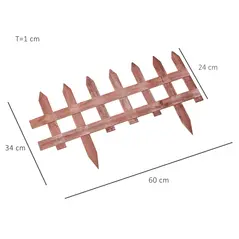 Outsunny Set of 12 Wooden 60cm Garden Fence Pieces - 3