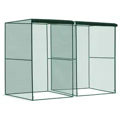 Outsunny Set of 2 Fruit Cage Bird Netting, Vegetable Plant Protection Tent with Zipped Door, Anti Bird, Insects, Small Animals, 1.2 x 1.2 x 1.8m, Dark Green - 1