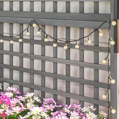 Outsunny Raised Bed with Drainage Holes, Wood Planter with Trellis for Climbing Plants to Grow Vegetables, Flowers, Dark Grey - 9