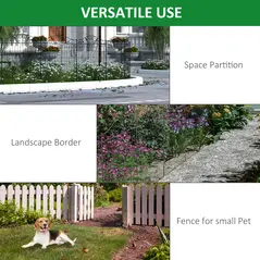 Outsunny Set of 2 Decorative Garden Fence, 8 Panels Metal Picket Fence, Versatile Shapes for Patio Lawn, 365cm x 112cm, Black - 6