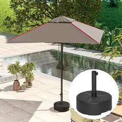 Outsunny Round Garden Parasol Base, Garden Umbrella Stand Heavy Duty Parasol Base, Filled Up to 20kg with Stand or 18kg with Water for 38, 48 mm Poles, Black - 9