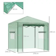 Outsunny Pop-up Small Greenhouse, Outdoor Walk-in Tomato Greenhouse with Carrying Bag, PE Cover, Steel Frame, Green, 2.4L x 1.8W x 2.4H m - 3