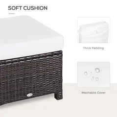 Outsunny Rattan Footstool Wicker Ottoman with Padded Seat Cushion Outdoor Patio Furniture for Garden Poolside Living Room, 50 x 50 x 35 cm, Brown - 6