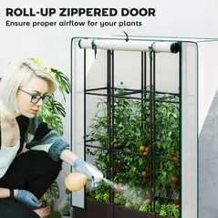 Outsunny Raised Garden Bed with Trellis, Plastic Planter Box with PE Cover, Drainage Holes, Drain Plugs and Water Reservoirs for Climbing Plants, Vegetables, Flowers, 120 x 40 x 140 cm - 6