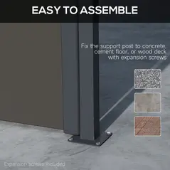 Outsunny Retractable Side Awning, Outdoor Privacy Screen for Garden, Hot Tub, Balcony, Terrace, Pool, 400 x 180cm, Dark Grey - 6