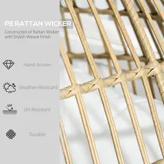 Outsunny Rattan Egg Chair with Cushions and Pillows, Khaki - 4