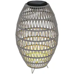 Outsunny Rattan Solar Lamp, Garden Solar Lantern with Auto On/Off Light, IP44 Waterproof, Decorative Outdoor Rattan Lamp for Porch, Pathway, Grey - 1