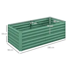 Outsunny Raised Beds for Garden, Galvanised Steel Outdoor Planters with Multi-reinforced Rods, 180 x 90 x 59 cm, Light Green - 3