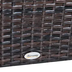 Outsunny Rattan Footstool Wicker Ottoman with Padded Seat Cushion Outdoor Patio Furniture for Garden Poolside Living Room, 50 x 50 x 35 cm, Brown - 9