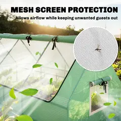 Outsunny Portable Small Polytunnel, Mini Greenhouse with Mesh Windows for Indoor and Outdoor, 240x90x90cm, Green - 9