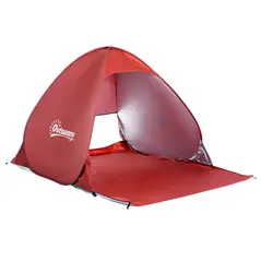 Outsunny Pop-up Portable Beach Tent-Red - 1