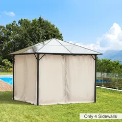 Outsunny Replacement Gazebo Curtains, 4-Panel Gazebo Side Panels Only, for 3 x 3 (M) Gazebos or Pergolas, Hooks/C-Rings Included, Beige - 2