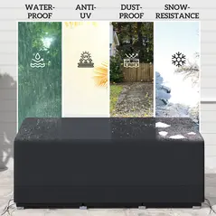 Outsunny Rectangular Patio Garden Furniture Cover Waterproof for 3 Seater Sofa Bistro Set, UV Resistant Protection 600D Oxford Fabric Rattan Lounge Clean Cover, 190 x 72 x 76cm, Black - 6