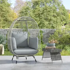 Outsunny Rattan Egg Chair with Cushions and Pillows, Charcoal Grey - 8