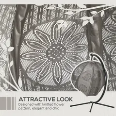 Outsunny Round Egg Basket Chair, with Steel Stand, Sand - 5