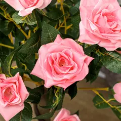 Outsunny Set of 2 Artificial Plants Pink Rose Floral in Pot, Fake Plants for Home Indoor Decor, 90cm - 7