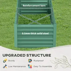 Outsunny Raised Beds for Garden, Galvanised Steel Outdoor Planters with Multi-reinforced Rods, 180 x 90 x 59 cm, Light Green - 5