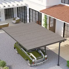 Outsunny Set of 12 Corrugated Steel Roof Sheet Panels - Grey Wood Effect - 8