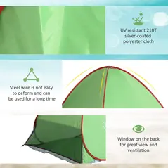 Outsunny Pop Up Tent Beach Fishing Camping UV Protection Patio Sun Shade Shelter - 6