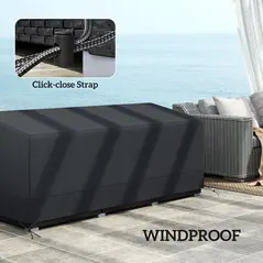 Outsunny Rectangular Patio Garden Furniture Cover Waterproof for 3 Seater Sofa Bistro Set, UV Resistant Protection 600D Oxford Fabric Rattan Lounge Clean Cover, 190 x 72 x 76cm, Black - 5