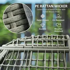 Outsunny Rattan Egg Chair with Cushions and Pillows, Charcoal Grey - 4