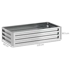 Outsunny Raised Beds for Garden, Galvanized Outdoor Planters, for Herbs and Vegetables, Use for Patio, Backyard, Balcony, Silver - 3