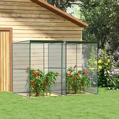 Outsunny Set of 2 Fruit Cage Bird Netting, Vegetable Plant Protection Tent with Zipped Door, Anti Bird, Insects, Small Animals, 1.2 x 1.2 x 1.8m, Dark Green - 2