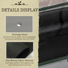 Outsunny Raised Garden Bed Outdoor Elevated Wood Planter Box w/ PE Cover, Dark Grey - 5
