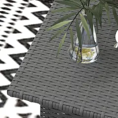 Outsunny Rattan Side Table, Outdoor Coffee Table with Plastic Board Under the Full Woven Table Top for Patio, Garden, Balcony, Grey - 9