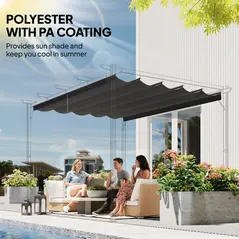 Outsunny Retractable Pergola Cover, 3.5 x 2.6 m Replacement Canopy Fabric for 4 x 3 m Frame, Roof Top Only, Dark Grey - 5