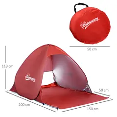 Outsunny Pop-up Portable Beach Tent-Red - 3