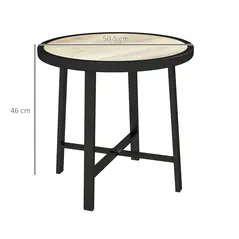 Outsunny Round Small Garden Table, 50.5cm Outdoor Side Table with SPC Tabletop, Metal Frame and Anti-slip Foot Pads for Garden, Balcony, Nature Wood Finish - 3