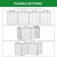 Outsunny Set of 2 Decorative Garden Fence, 8 Panels Metal Picket Fence, Versatile Shapes for Patio Lawn, 365cm x 112cm, Black - 5