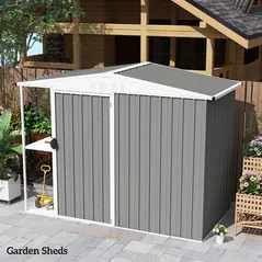 Outsunny Set of 12 Corrugated Steel Roof Sheet Panels - Light Grey - 6