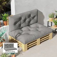 Outsunny Seat and Back Padded Pallet Cushion Set - Light Grey - 2